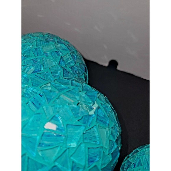 Vintage Teal Mosaic Art Glass Hearts Set Of 2 Tabletop 6"+ 5" Paperweight Decor - Picture 10 of 11